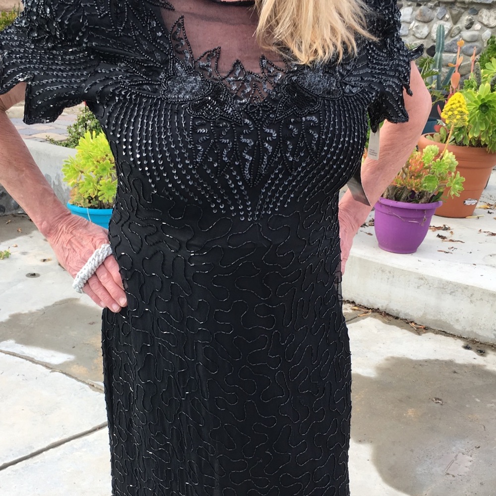 Laurence Kozar New York Vintage Black Beaded Gown